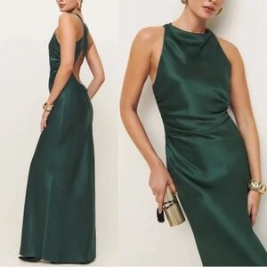 NWT Reformation Anaiis Silk Dress Size 6 Hunter